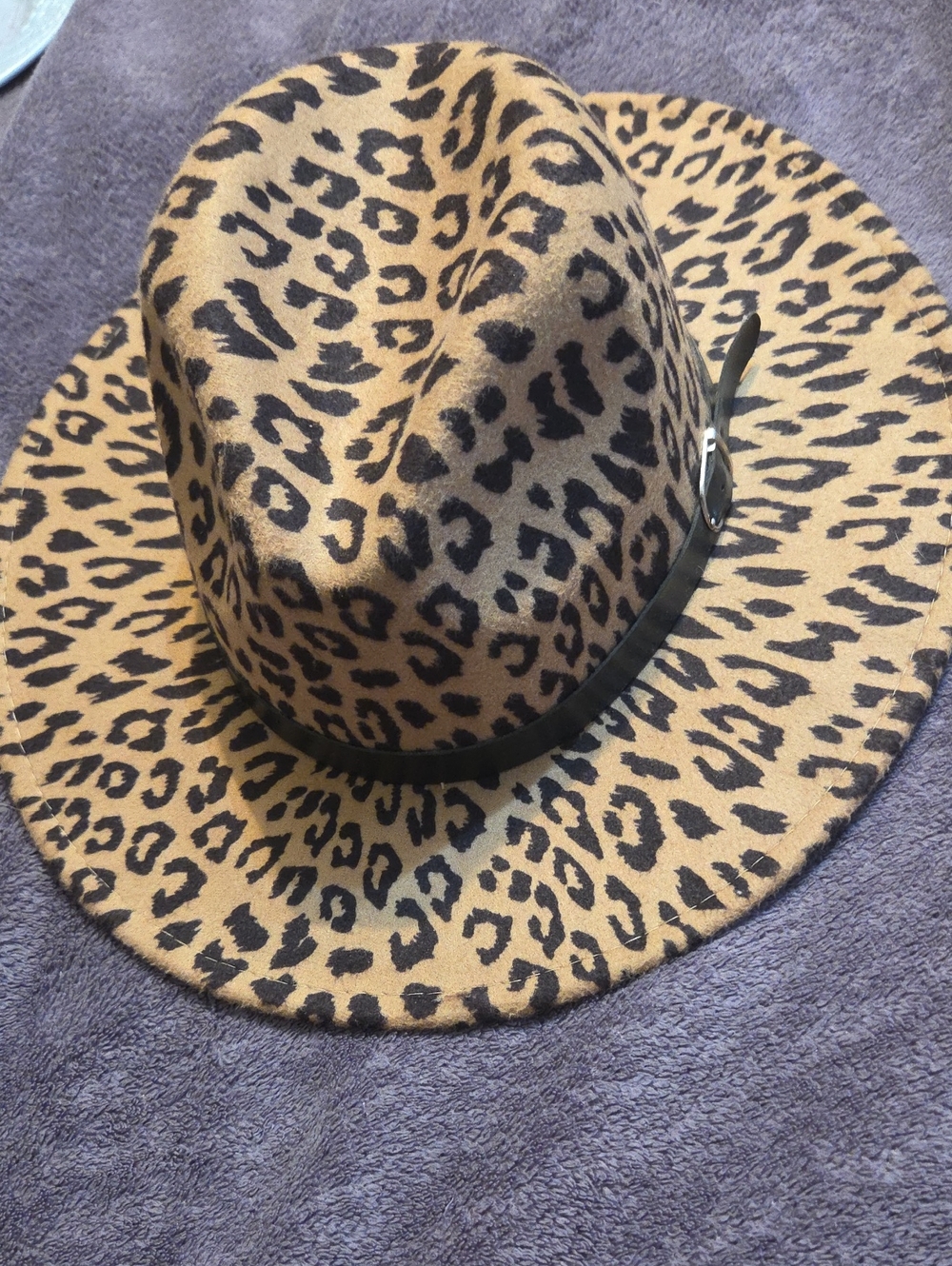 Leopard Print Fedora Hat - Brown/Black